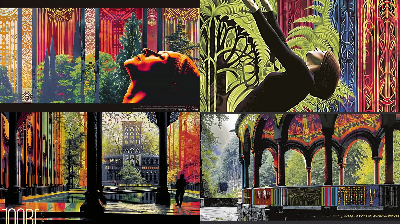 Vibrant Stylized Fusion of Gothic and Psychedelic Aesthetic - Midjourney sref style