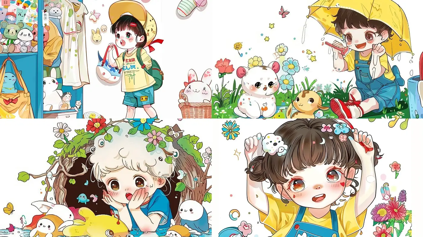 Enchanting Whimsical Garden: A Synthesis of Anime Charm and Storybook Vivacity - Midjourney sref style