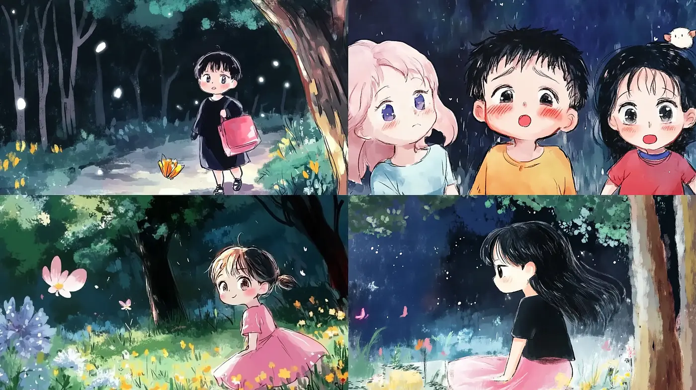 Enchanted Evening Whimsy: A Dreamlike Anime-Inspired Tableau - Midjourney sref style