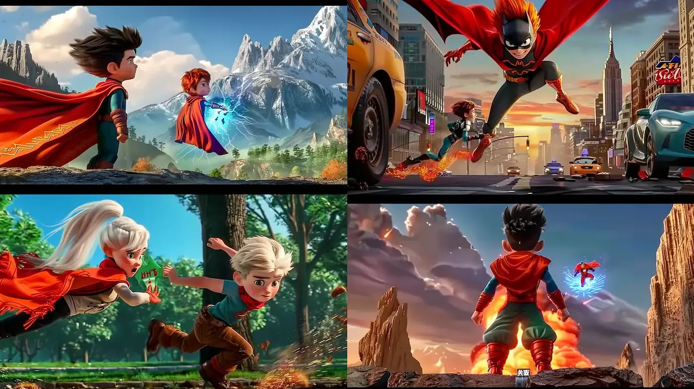 Dynamic and Colorful Adventure Style with a Playful Narrative - Midjourney sref style