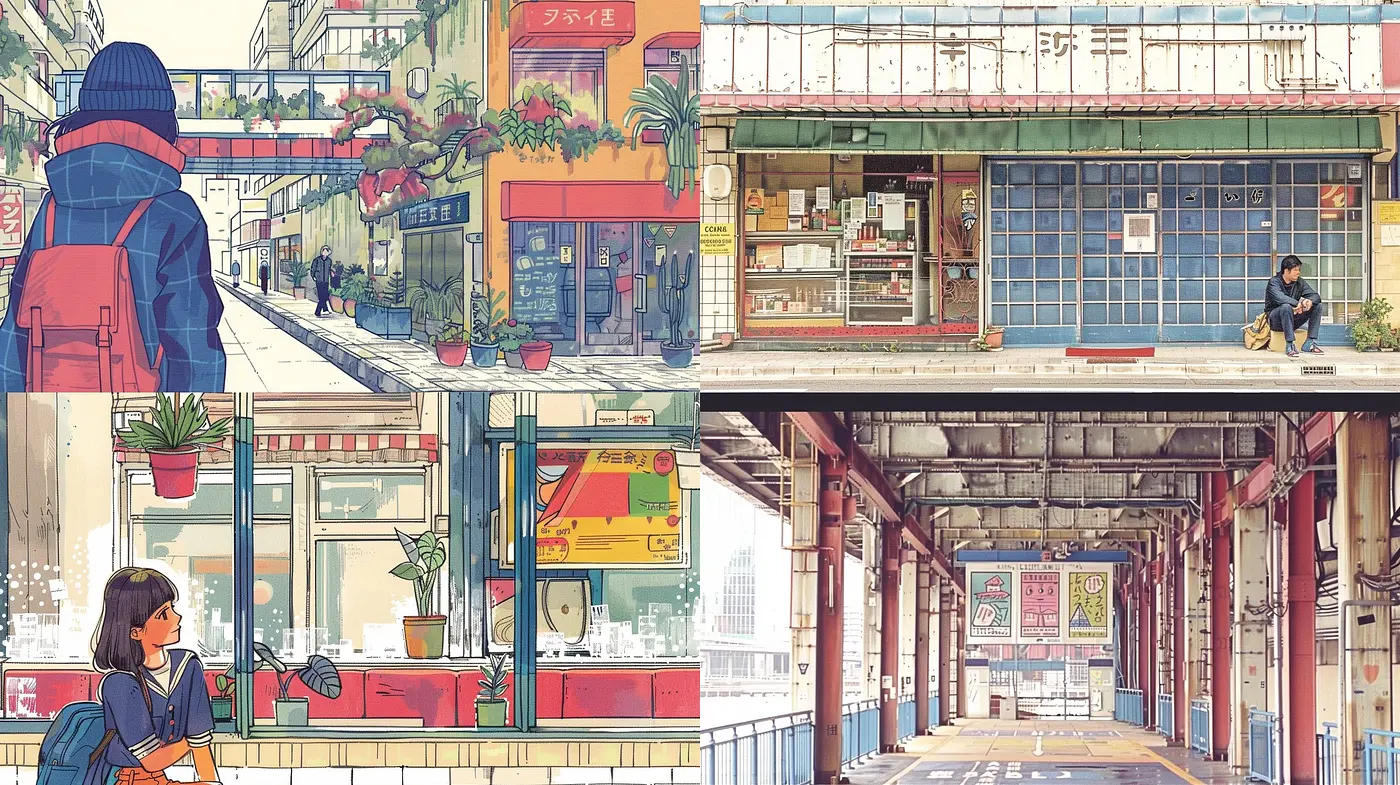 Urban Calmness in Pastel: A Semi-Realistic Painterly Approach to Metropolitan Life - Midjourney sref style