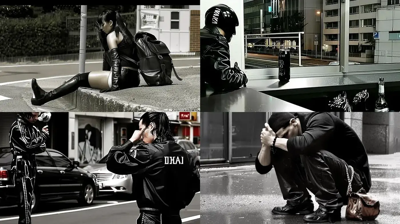 Stylized Urban Noir with a Futuristic Edge - Midjourney sref style