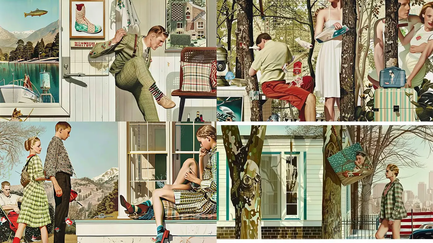 Retro Americana Reimagined in Warm Pastel Hues - Midjourney sref style