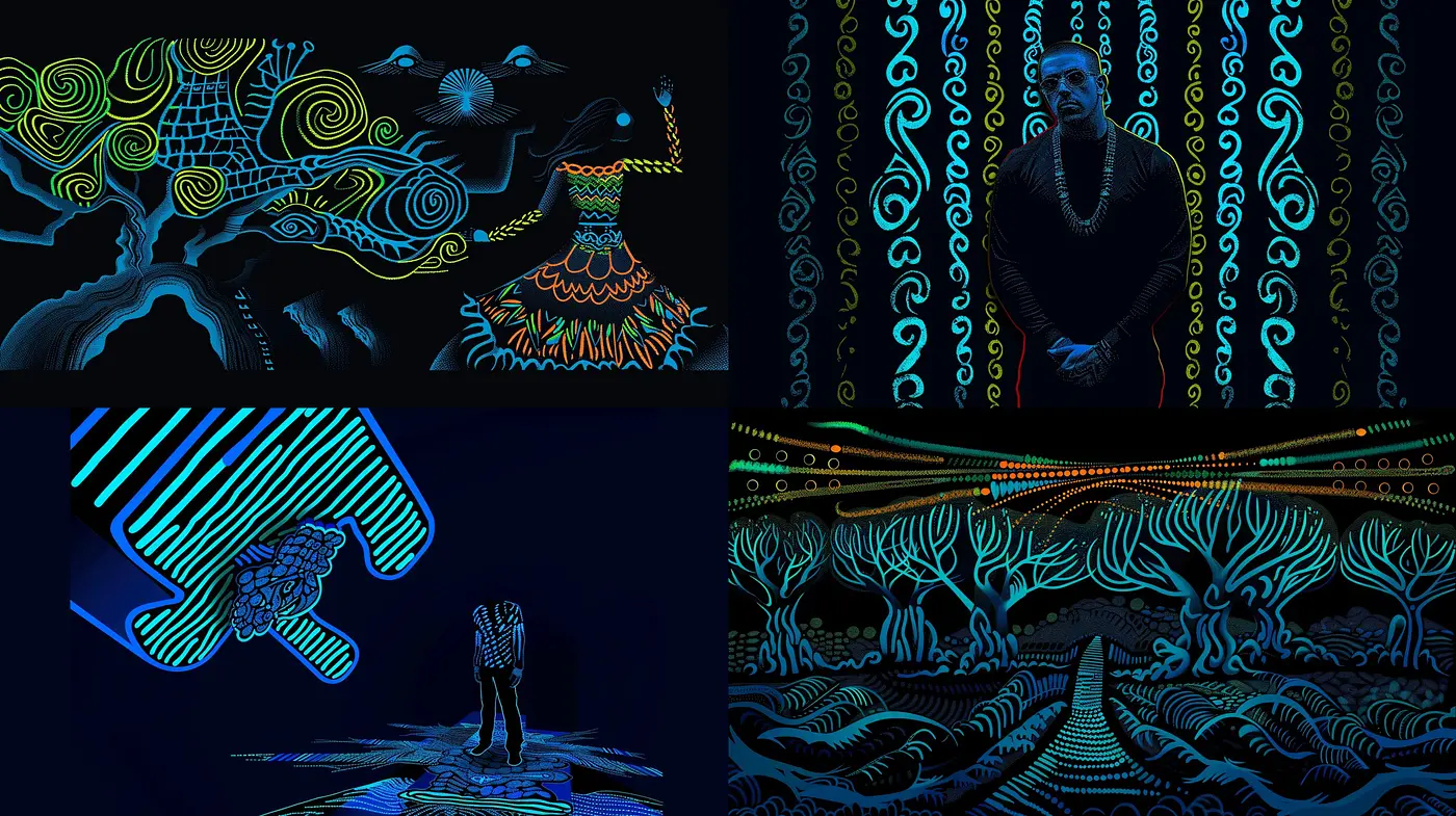 Neon Dreamscape: A Fusion of Vivid Hues in a Luminescent World - Midjourney sref style