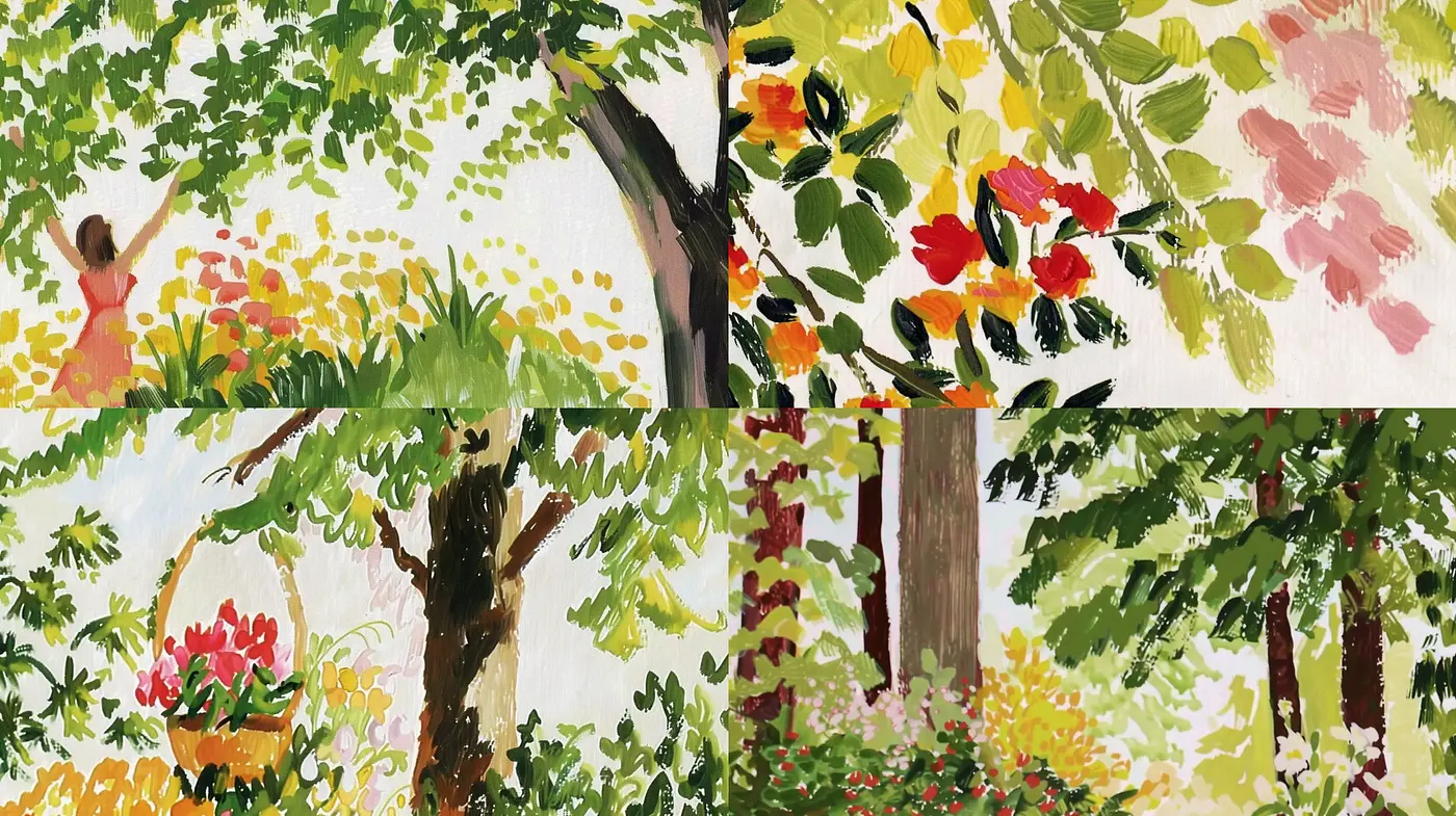 Luminous Arboreal Impressions - Midjourney sref style