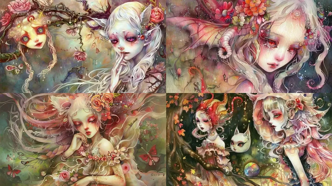 Enchanted Ethereal Dreamscapes with Surrealist Fantasy Influences - Midjourney sref style