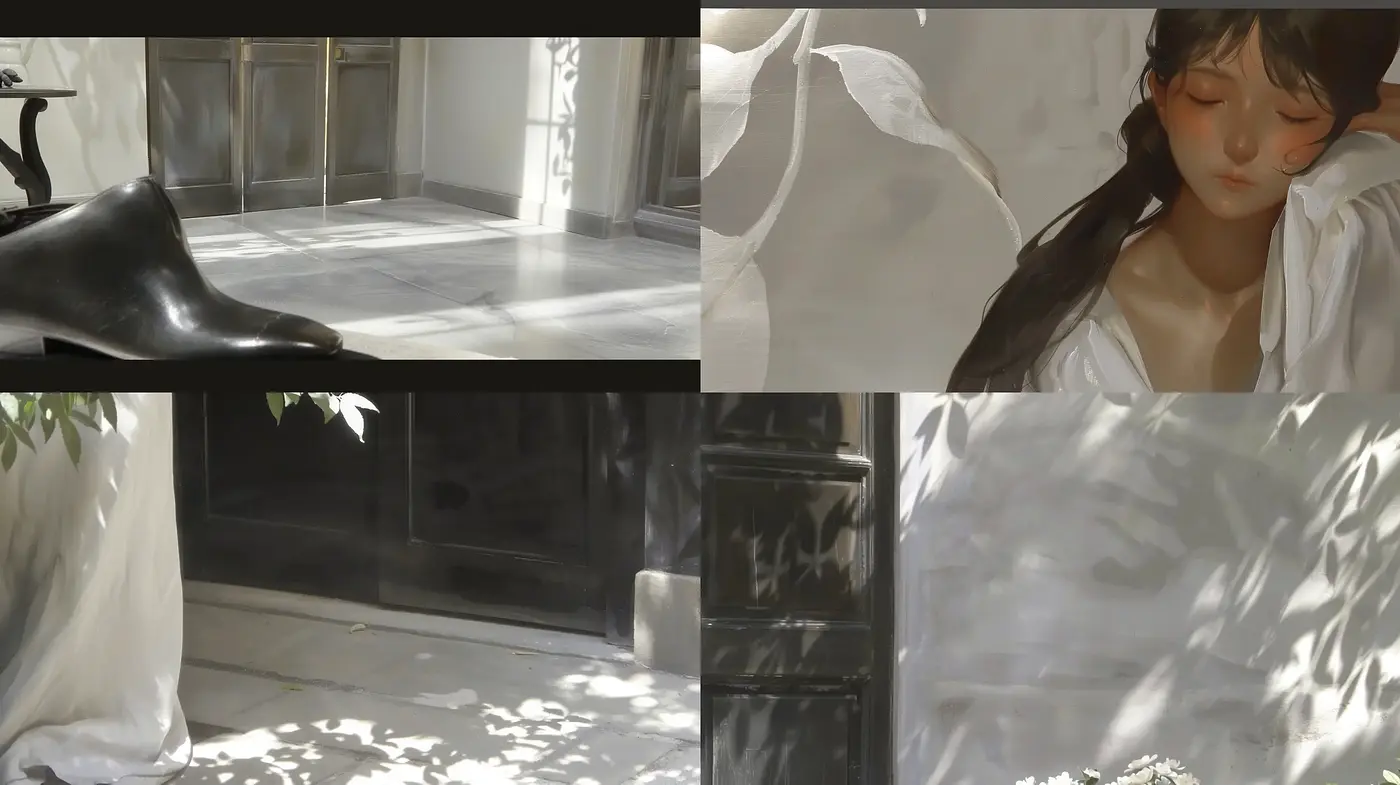 Serenity in Subdued Realism: A Study of Light and Shadow in Monochromatic Harmony - Midjourney sref style