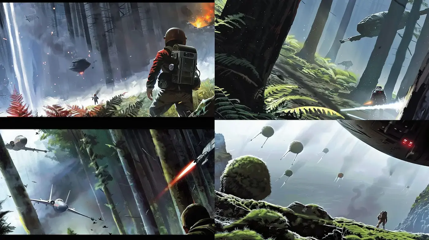 Cinematic Sci-Fi Landscape Art with a Futuristic Twist - Midjourney sref style
