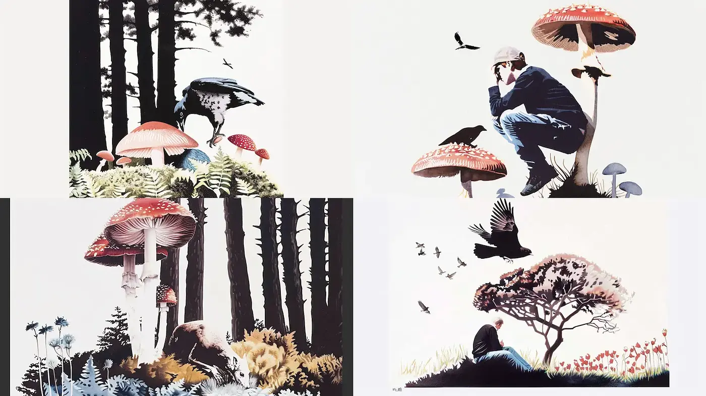 Nature-Inspired Illustrations Evoking a Dreamlike Essence - Midjourney sref style