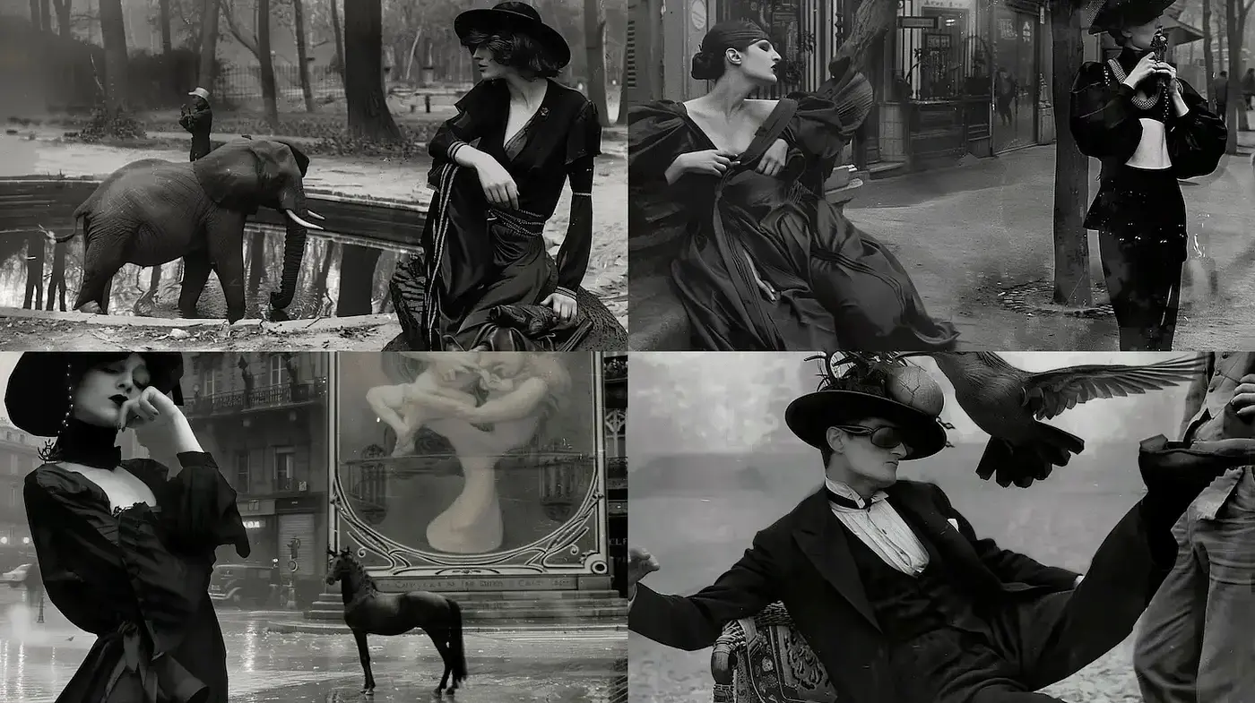 Monochrome Elegance with Surrealist Overtones - Midjourney sref style