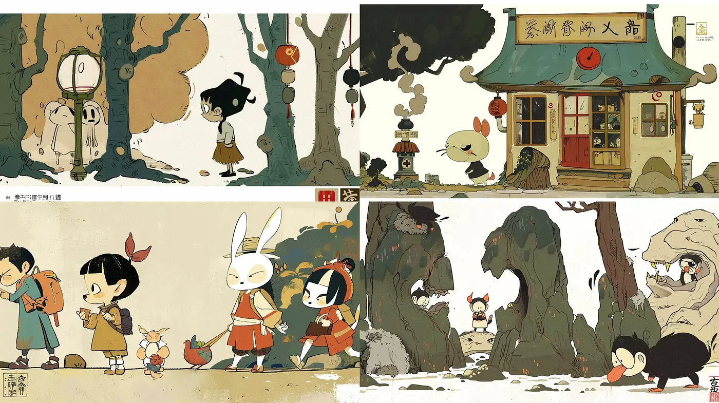 Charming Whimsy in Sepia: A Fusion of Eastern Illustration and Folk Art - Midjourney sref style