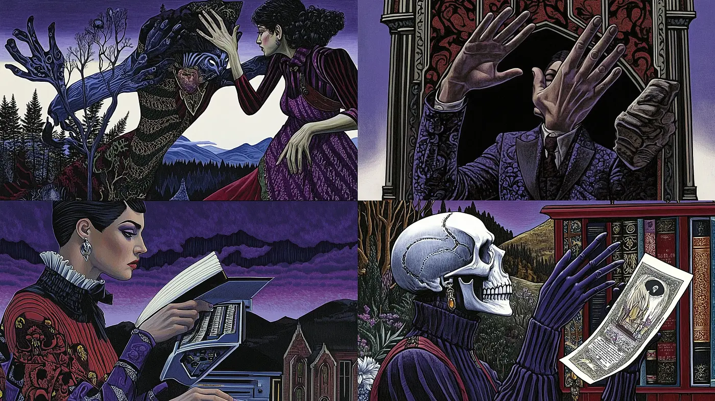 Gothic Elegance with Surreal Overtones in a Twilight Palette - Midjourney sref style