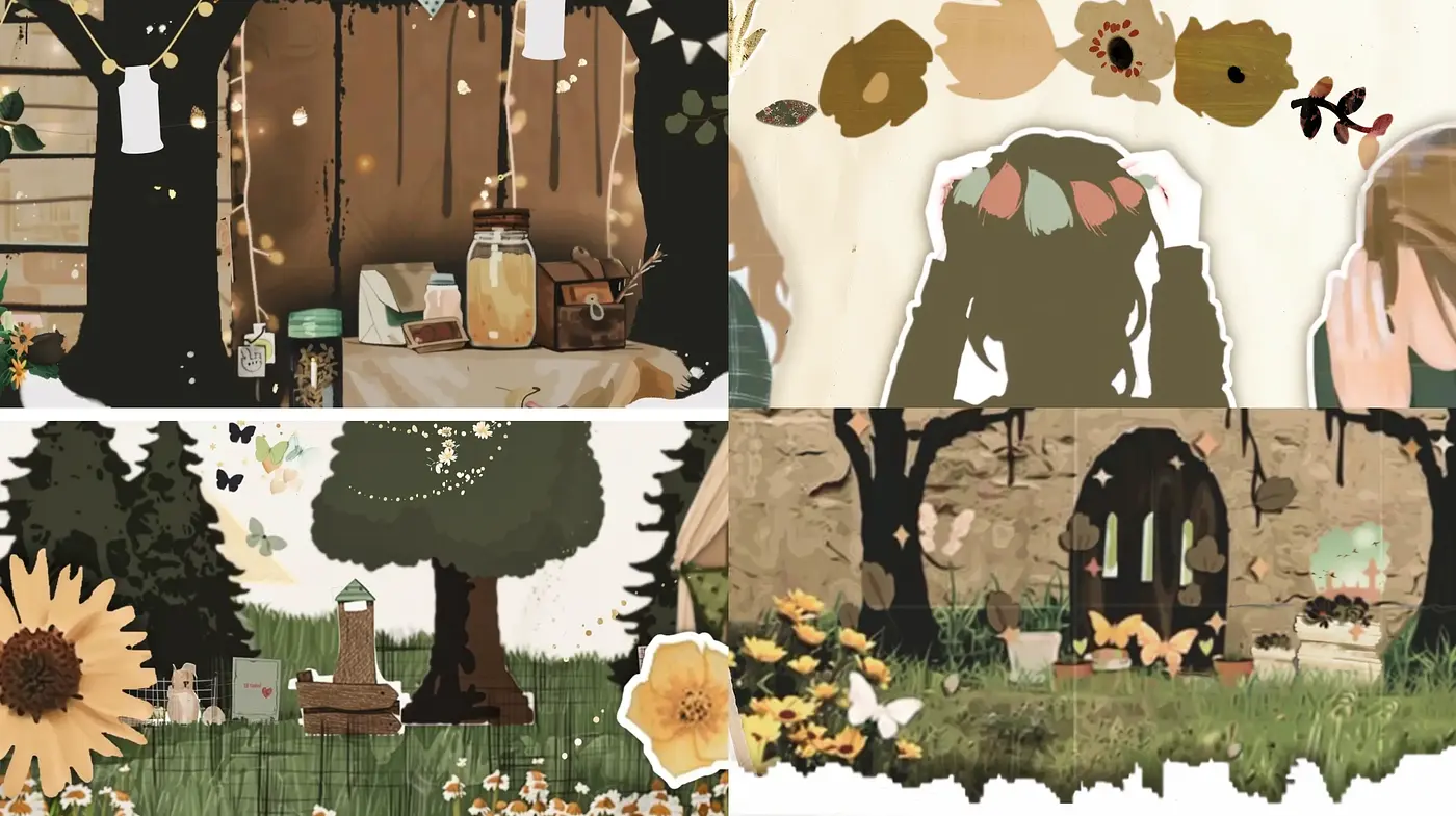 Enchanting Nature-Inspired Storybook Illustration Panorama - Midjourney sref style