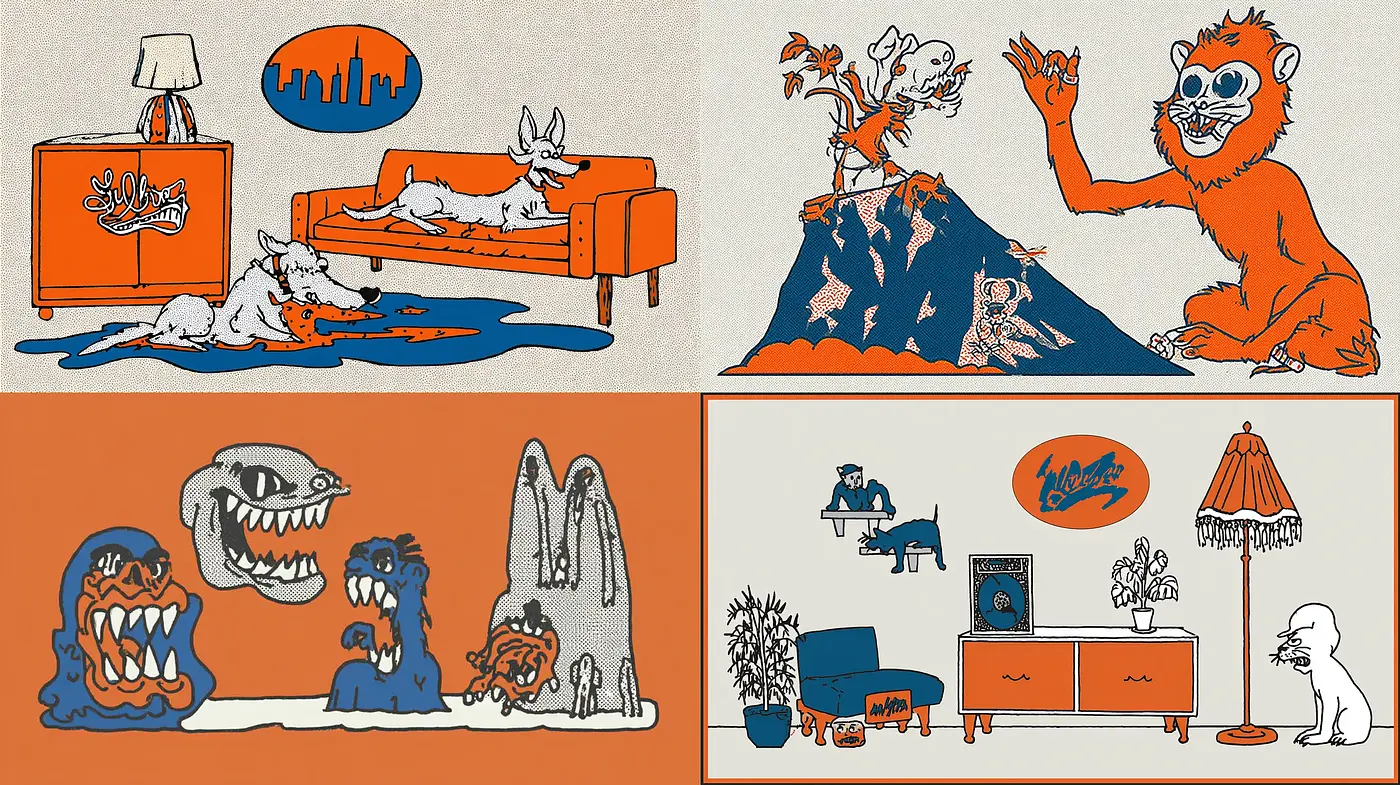 Playful and Whimsical Illustrative Style with a Retro Touch - Midjourney sref style