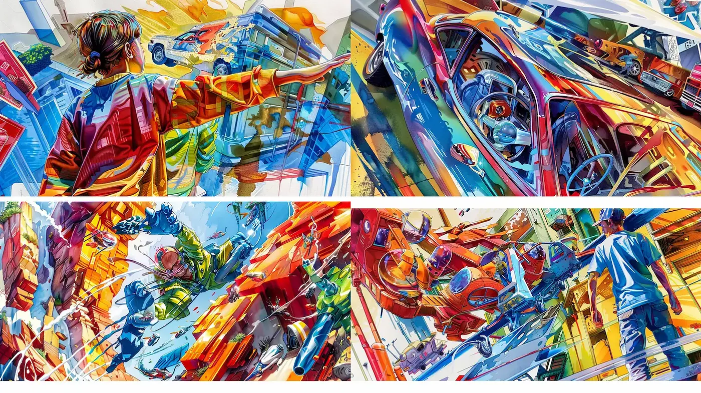 Vibrant, dynamic imagery with fluid motion and a modern aesthetic - Midjourney sref style