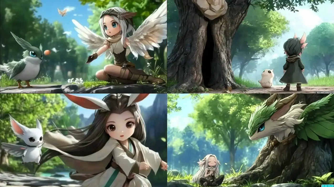 Enchanted Forest Dreamscape: A Fusion of Anime Fantasy and Lush Natural Worlds - Midjourney sref style