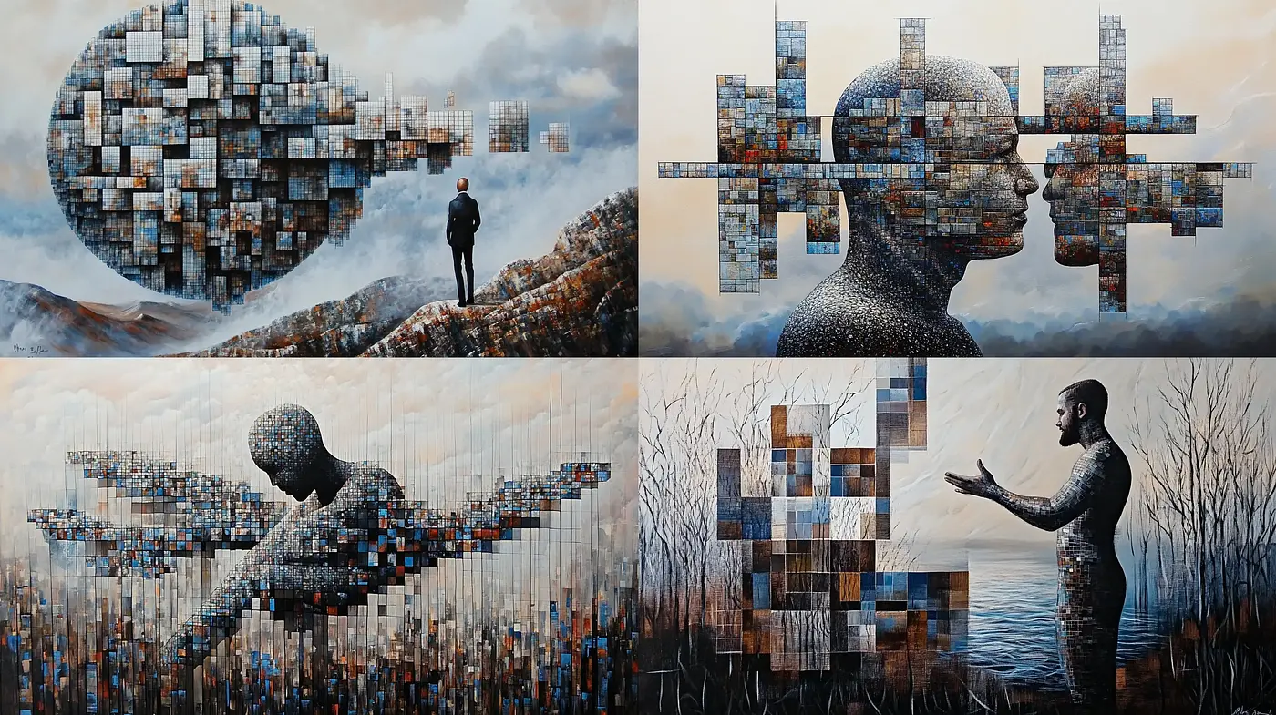 Cubist Contemplations in Monochromatic Hues - Midjourney sref style