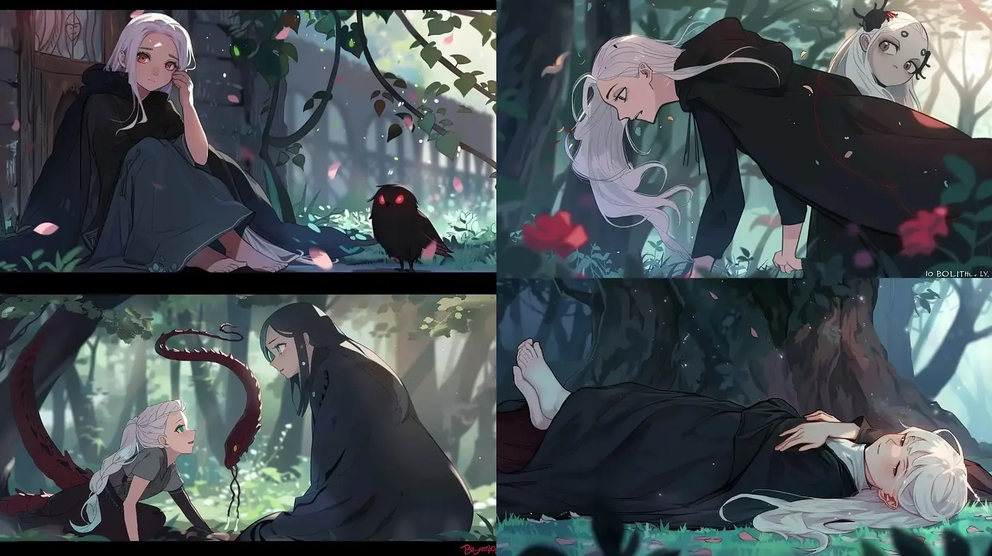 Enchanted Forest Whispers: A Harmonious Blend of Anime and Ethereal Artistry - Midjourney sref style