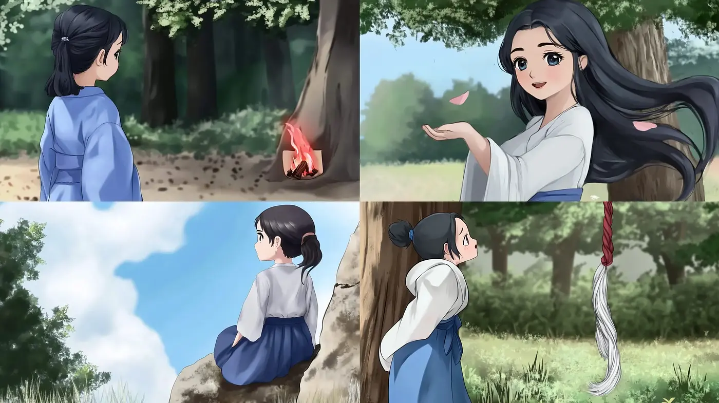 Ethereal Anime-Inspired Pastoral Scenes with Serene Expressions - Midjourney sref style