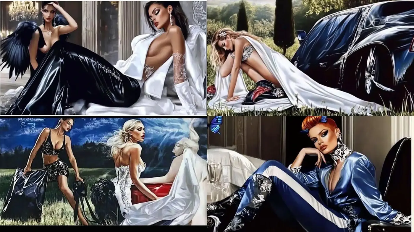 Elegant Modern Glamour with a Surrealist Twist - Midjourney sref style