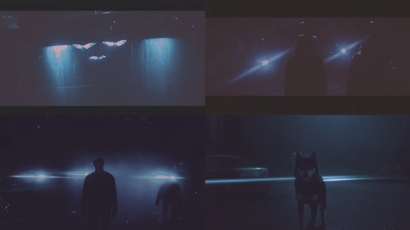 Nocturnal Hues: A Study in Cinematic Neo-Noir Aesthetics - Midjourney sref style