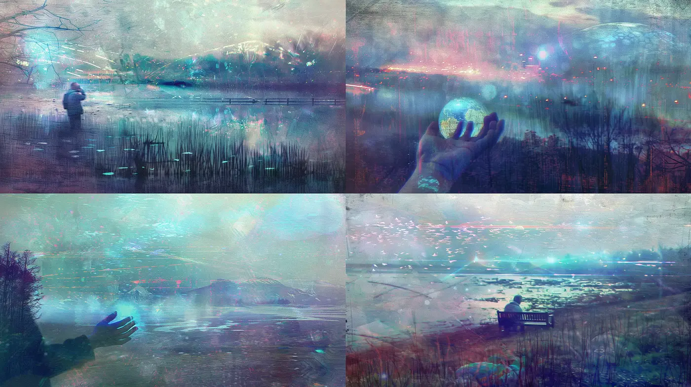 Ethereal Dreamscape Fusion with Luminescent Overtones - Midjourney sref style