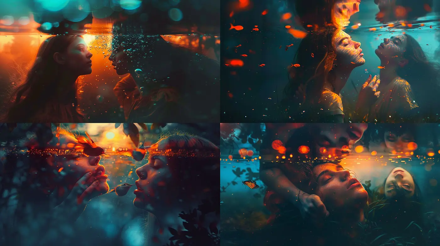 Ethereal Aquatic Dreamscape in Cinematic Warm Tones - Midjourney sref style