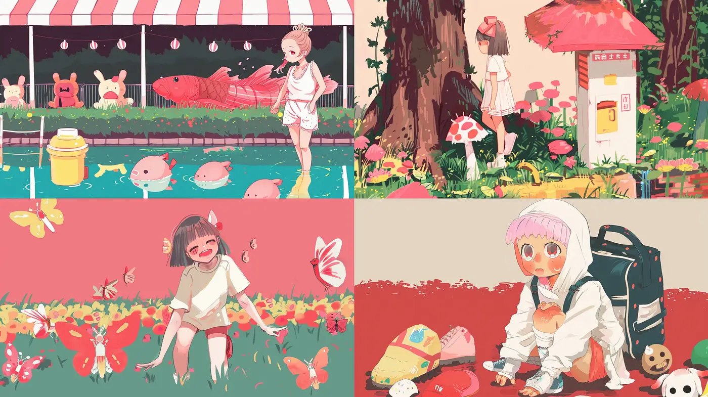 Charming Pastel Dreamscape in Contemporary Anime Illustration - Midjourney sref style
