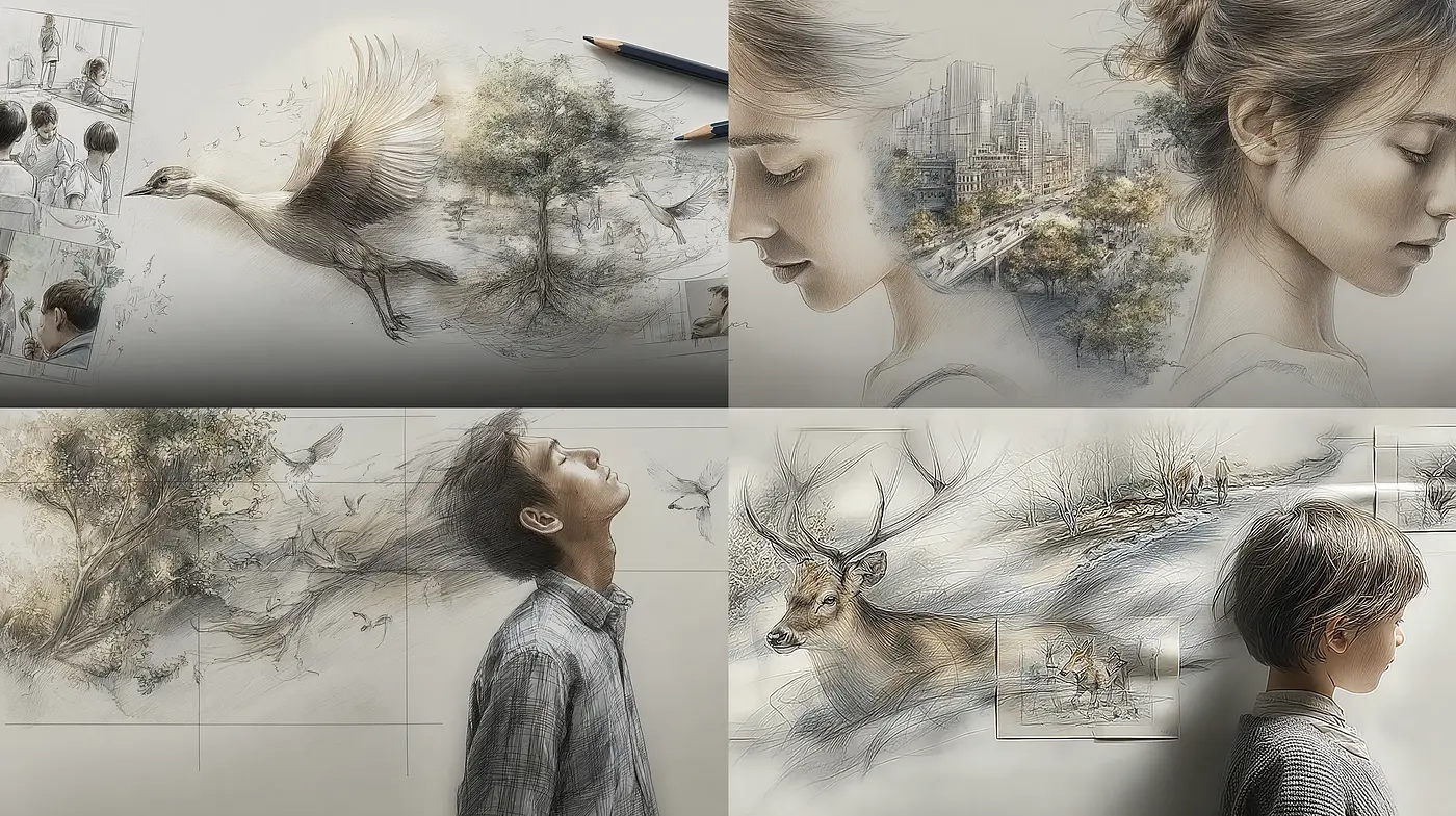 Surreal Illustrations Blending Nature with Human Emotion - Midjourney sref style