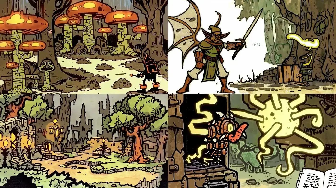 Whimsical and Illustrative Fantasy Landscape - Midjourney sref style
