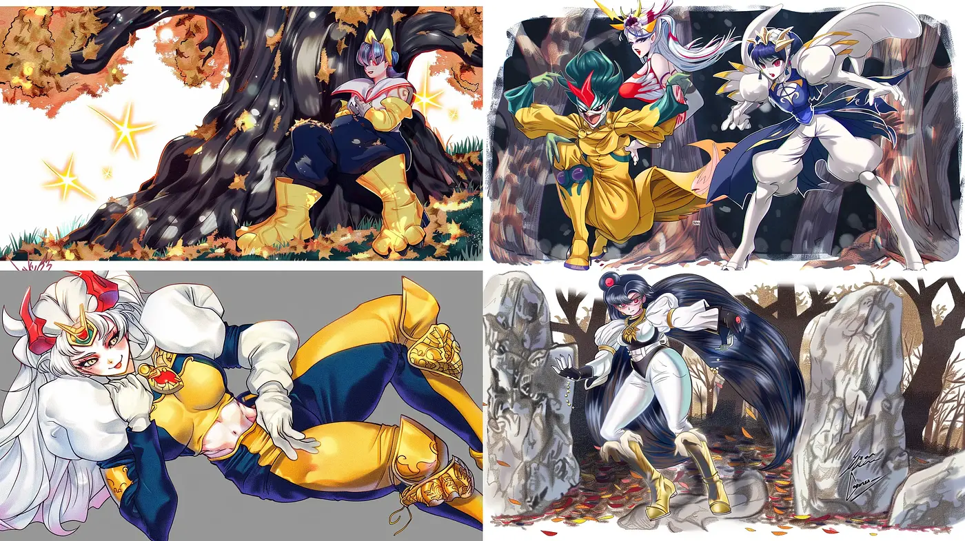 Dynamic Anime-Inspired Action Frames with Rich Textures and Vivid Hues - Midjourney sref style