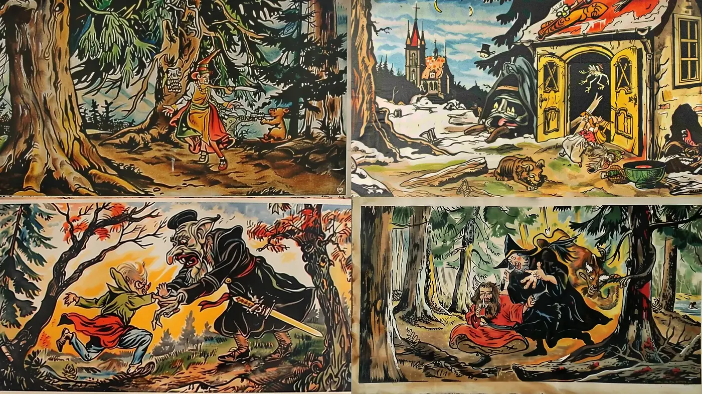 Enchanted Folktale Illustration Panorama - Midjourney sref style