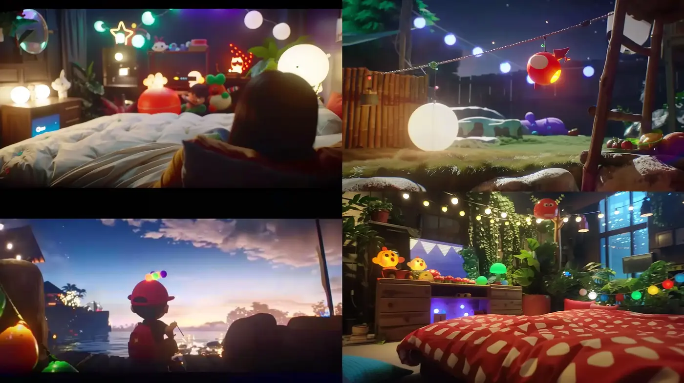 Enchanting Nightscape of Vivid Luminescence and Serene Domesticity - Midjourney sref style