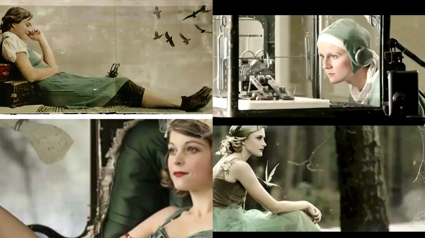 Ephemeral Sepia Dreams: A Nostalgic Blend of Vintage Portraiture and Ethereal Hues - Midjourney sref style