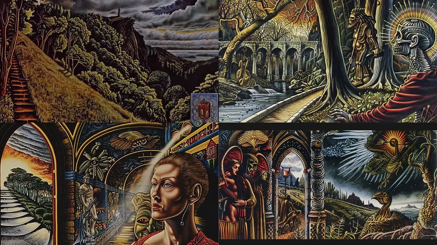 Ethereal Surrealist Dreamscape Fusion - Midjourney sref style