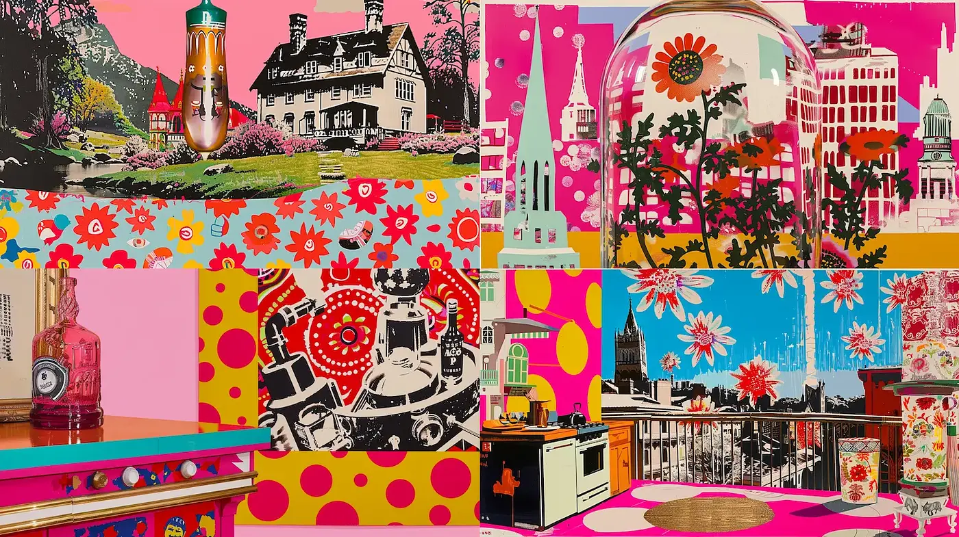 Vibrant and Playful Midcentury Modern Aesthetic Enhanced by Bold Patterns and Colors - Midjourney sref style