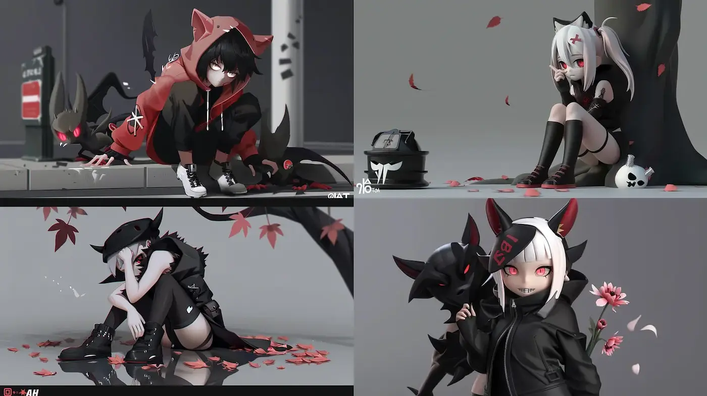 Contemporary Anime-Inspired Character Designs with Dark Fantasy Elements - Midjourney sref style