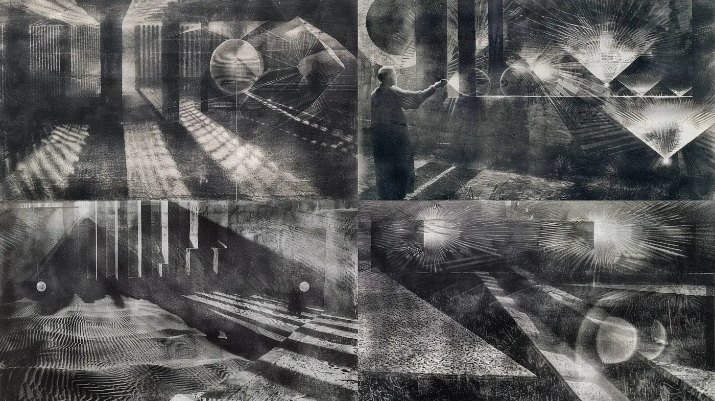 Monochromatic Dreamscape: An Ethereal Journey Through Textural Shadows and Light - Midjourney sref style