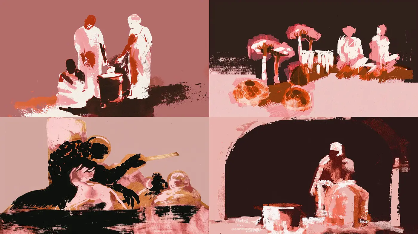 Abstract Expressionist Brushwork with a Muted Autumn Palette - Midjourney sref style