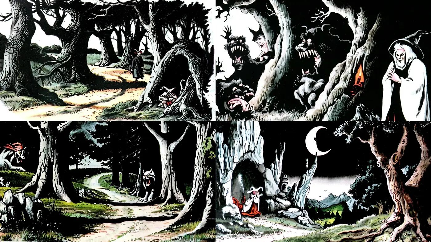 Enchanted Forest Whispers: Evocative Tales of Mysticism and Shadow - Midjourney sref style