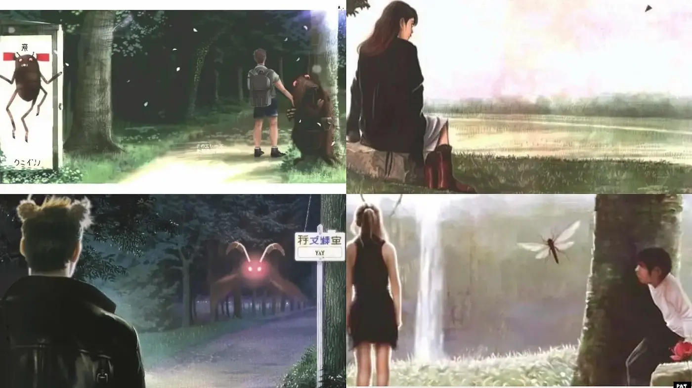 Surreal Mystic Journey with Nostalgic Elements in a Fantasy Realm - Midjourney sref style