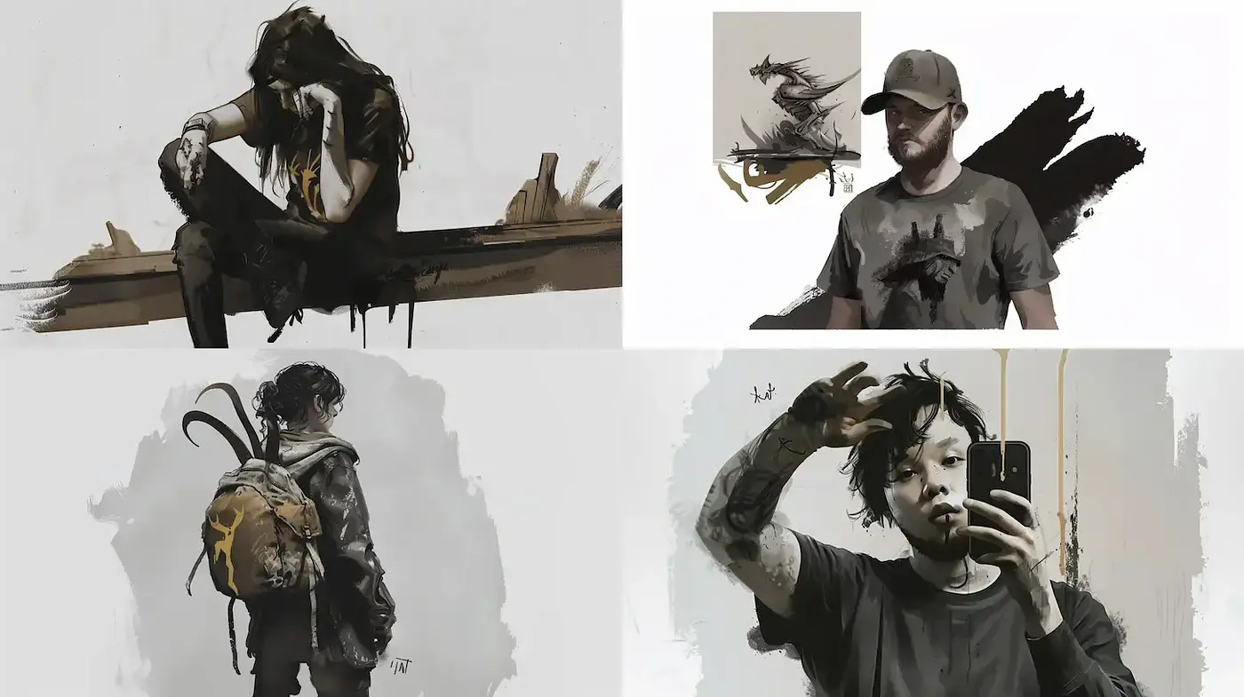 Moody Expressive Portraiture with a Gritty Aesthetic - Midjourney sref style