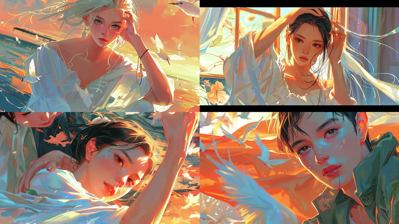 Sunlit Dreamscape: A Harmony of Warm Tones and Ethereal Light - Midjourney sref style