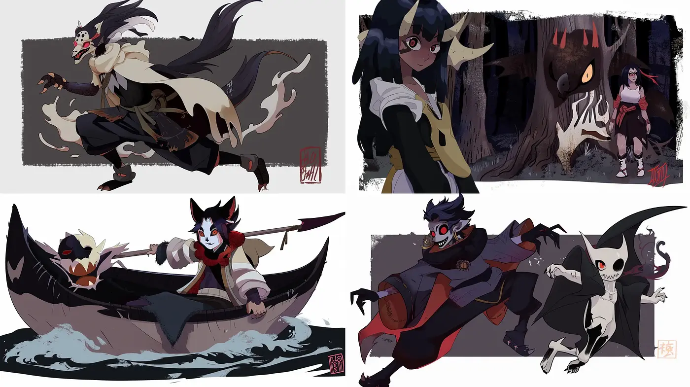Ethereal Anime Phantom Vigil - A Consistent Fusion of Eastern Myth and Digital Paint - Midjourney sref style
