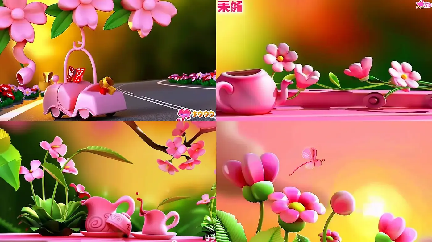 Charming and Whimsical Floral Illustrations with a Playful Essence - Midjourney sref style
