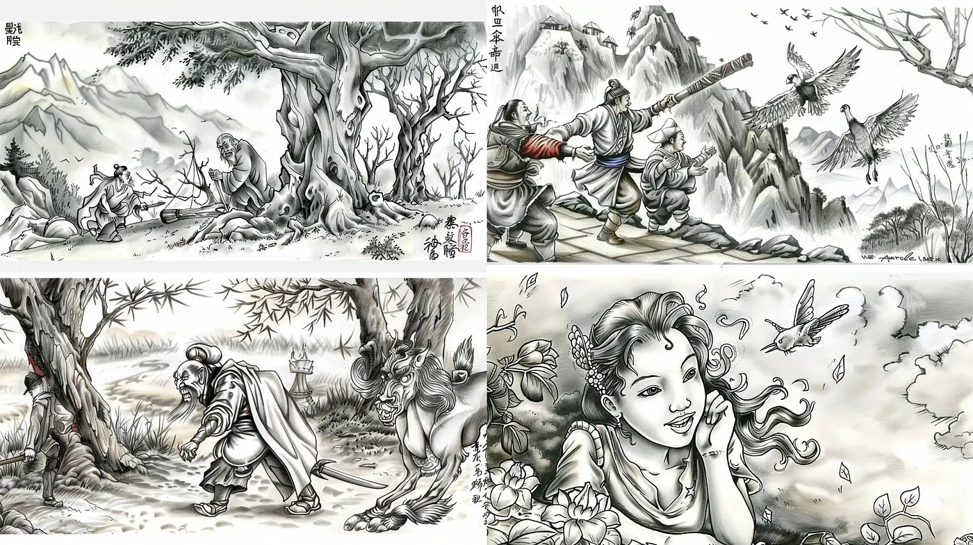 Monochromatic Timelessness: An Exploration in Consistent Tonal Illustrations - Midjourney sref style