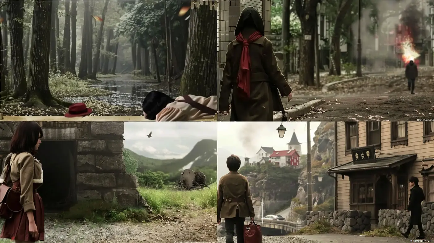 Cinematic Tableau with Intrigue and Nostalgia - Midjourney sref style