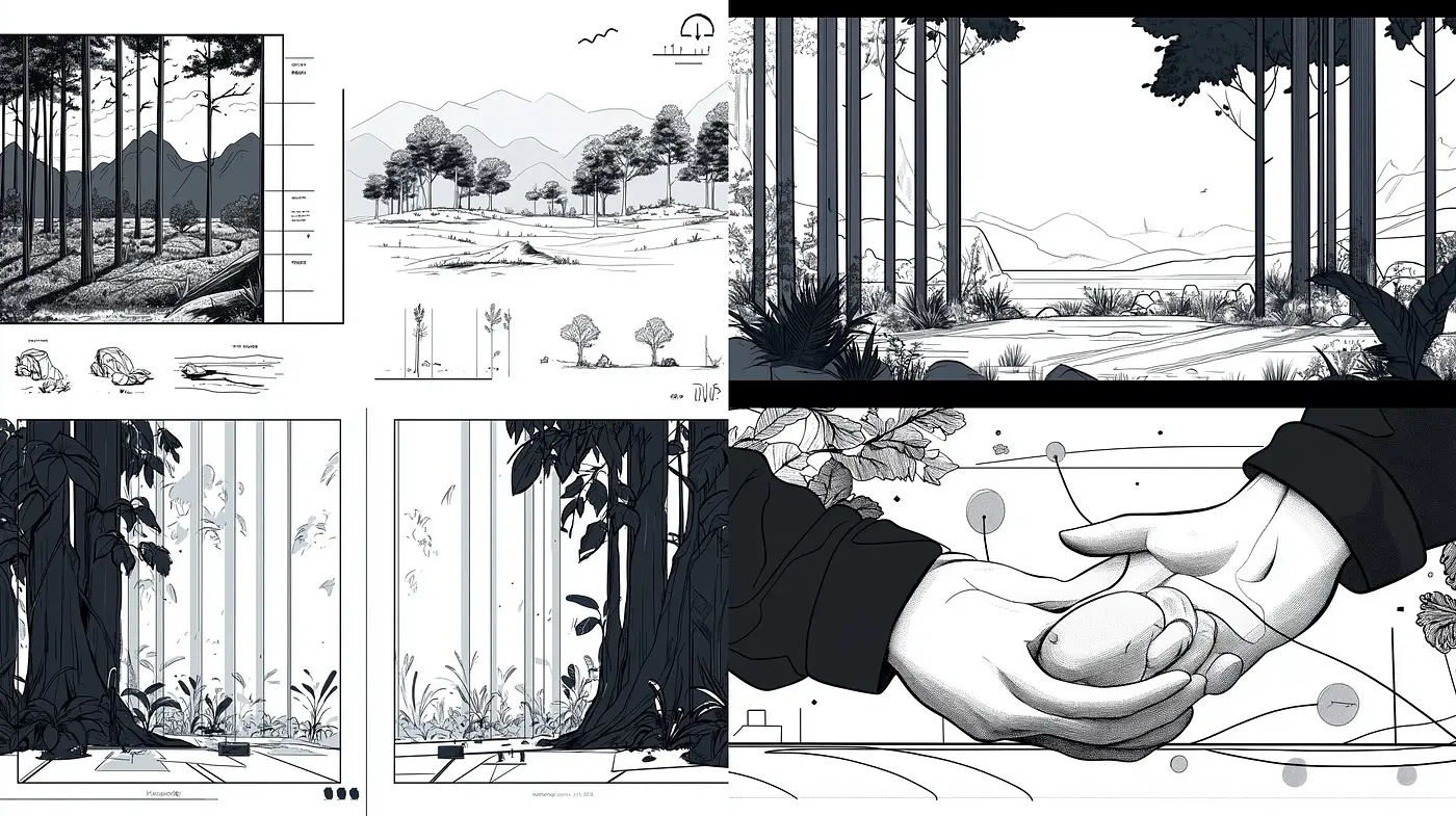 Monochromatic Nature and Nuanced Connection - Midjourney sref style