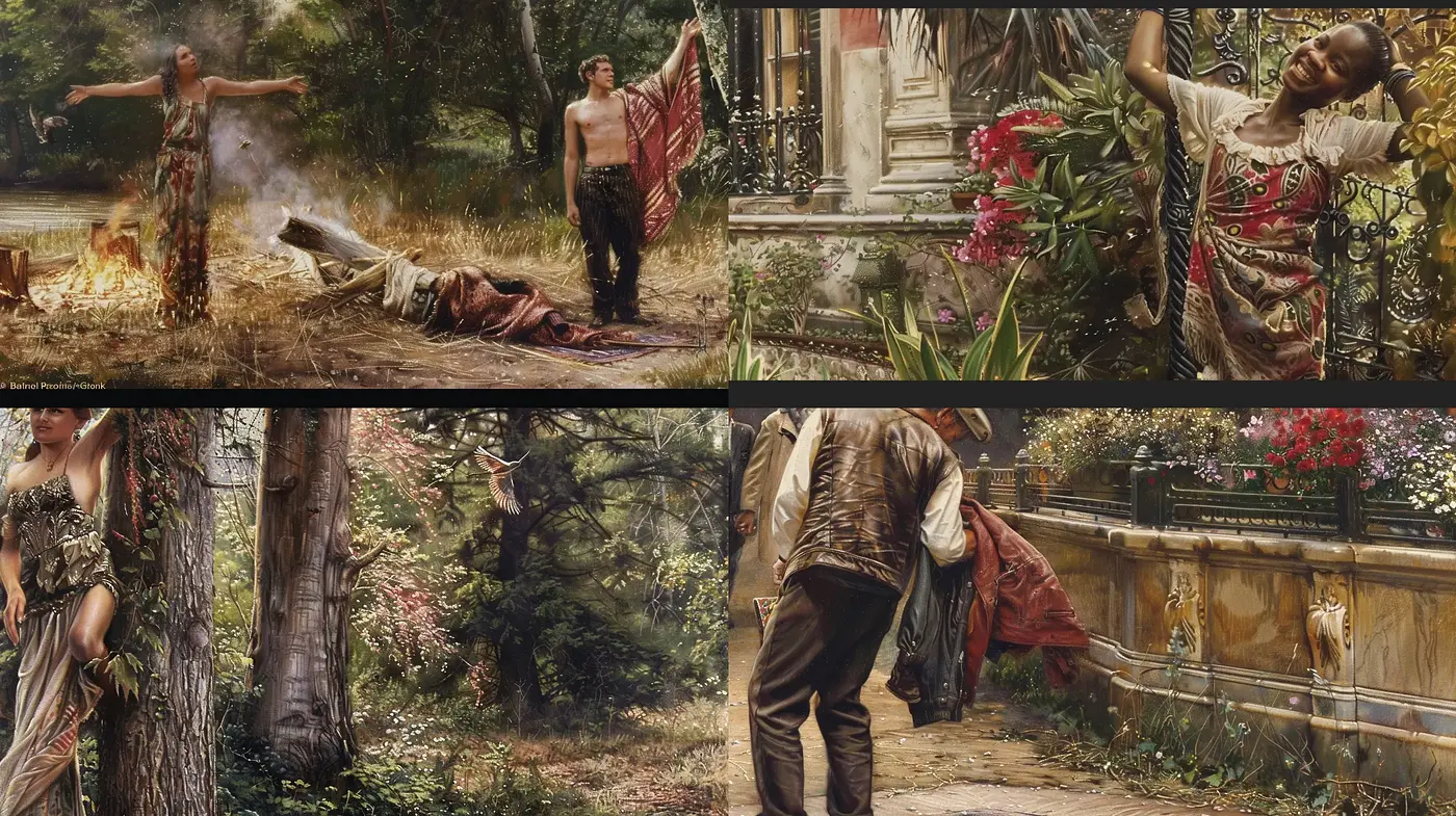 Romantic Era Tableau with Pastoral and Mythological Echoes - Midjourney sref style