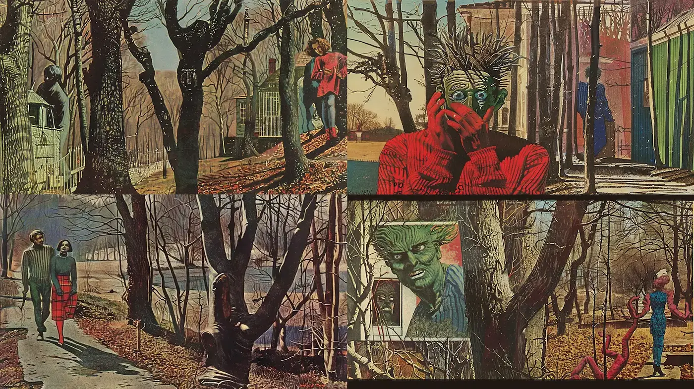 Nostalgic vintage collage style with a surreal twist - Midjourney sref style